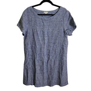 Garnet Hill 100% Linen Micro Striped Sheath Dress Size 12